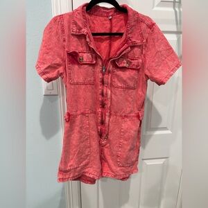 Stylish red short jumpsuit